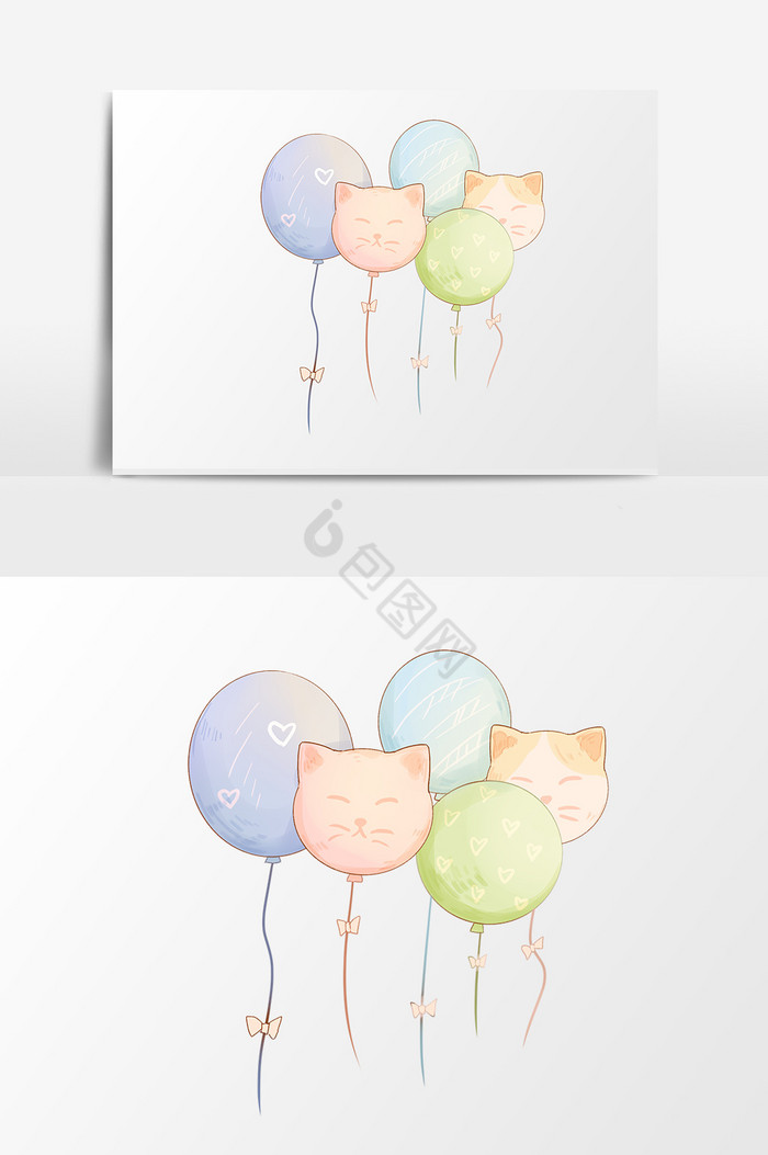 猫咪彩色气球图片