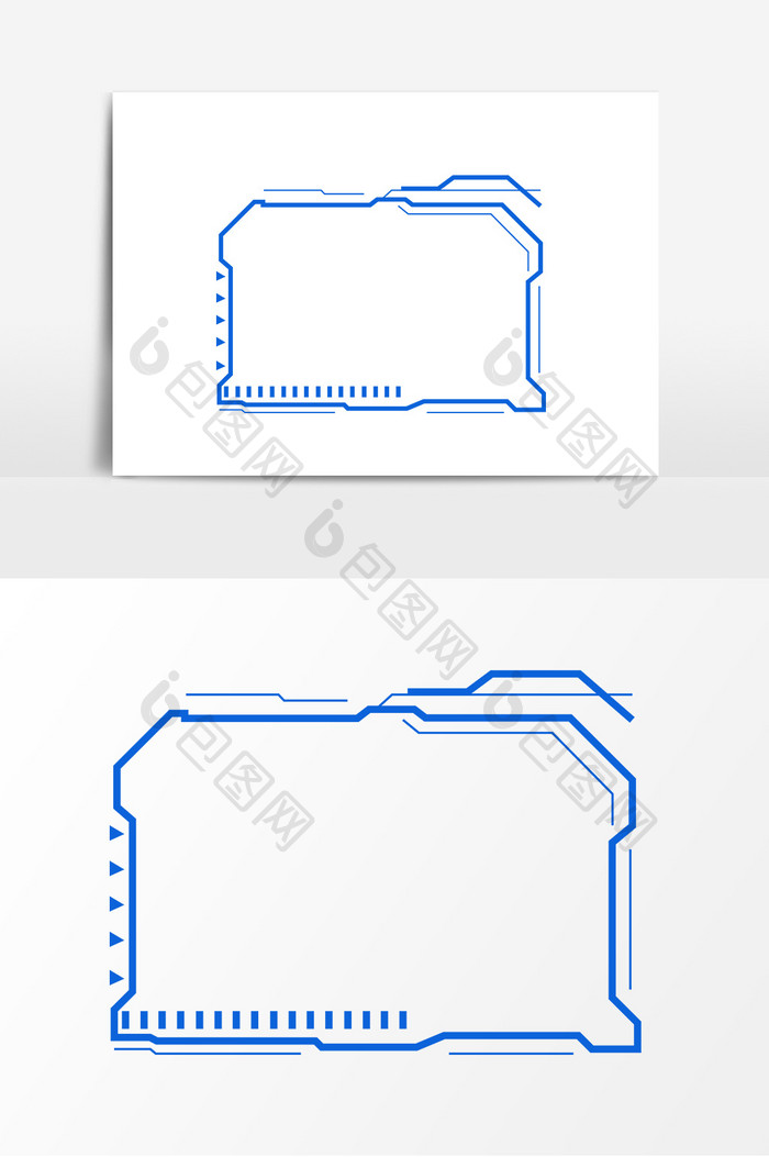 卡通蓝色科技感边框元素