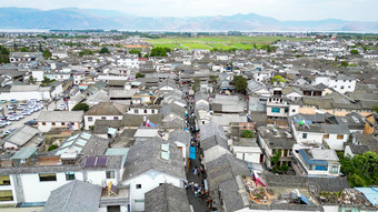 云南大理喜洲古城著名旅游景区航拍