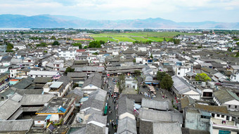 云南大理喜洲古城著名旅游景区航拍