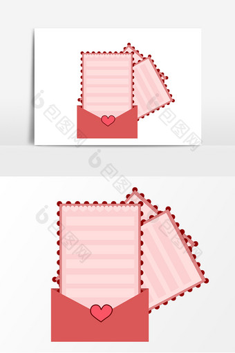 卡通粉色女神节边框信件元素图片