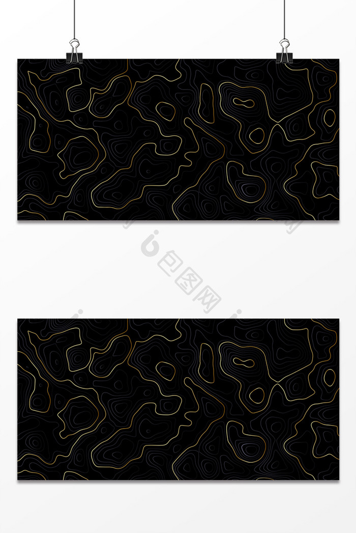 简约线条抽象金色质感黑流体抽象背景