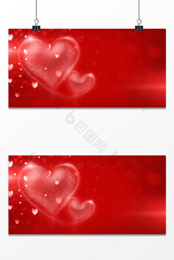 红色浪漫温馨气质桃心质感女神节展板背景图片