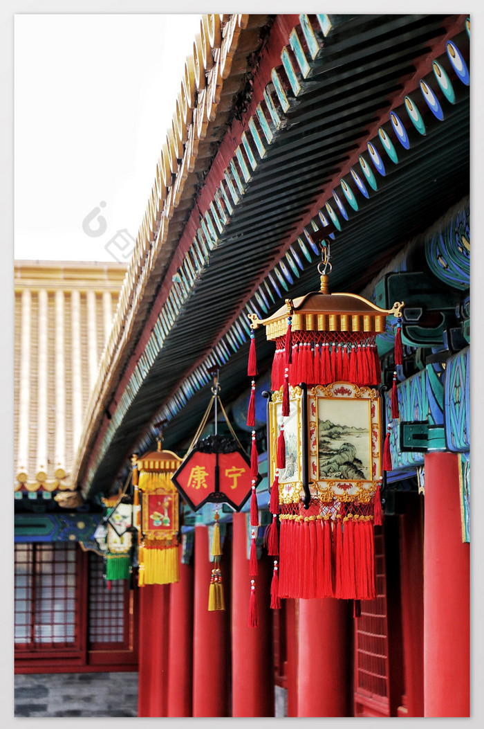 红色故宫春节花灯摄影图片图片