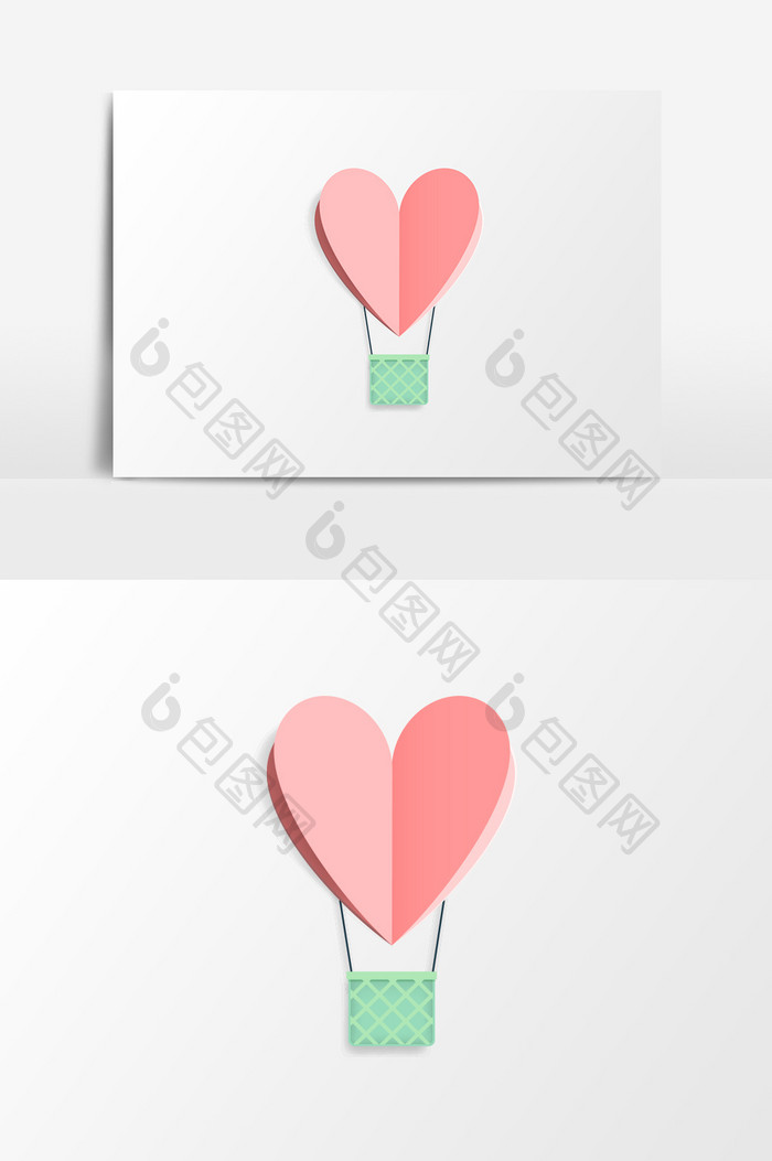 粉色温馨浪漫剪纸桃心气球活动女神节元素