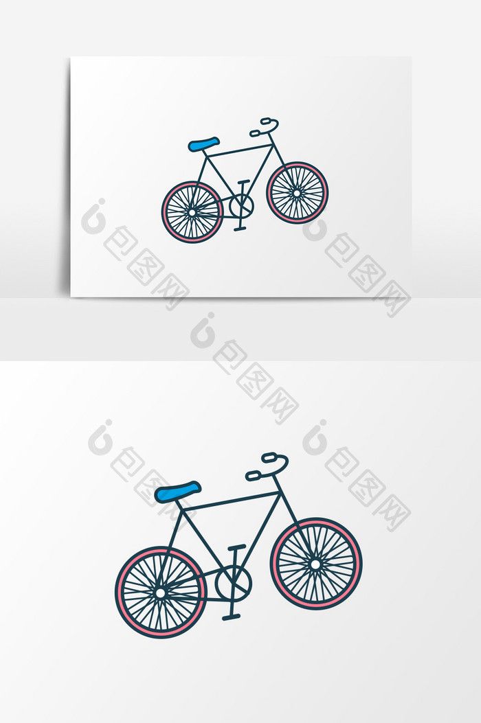 简约卡通铅笔画质感自行车通用元素