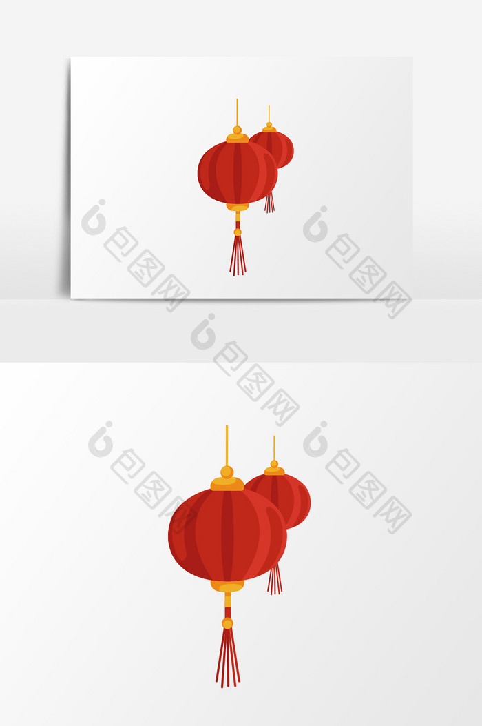 红色灯笼扁平中国传统节日促销新年元素