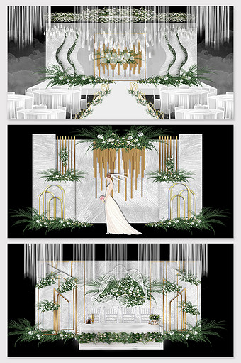 现代白色森系主题婚礼效果图图片