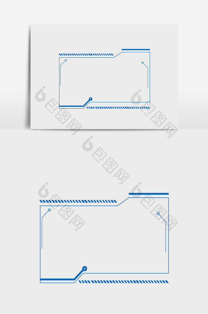 蓝色科技方形边框元素
