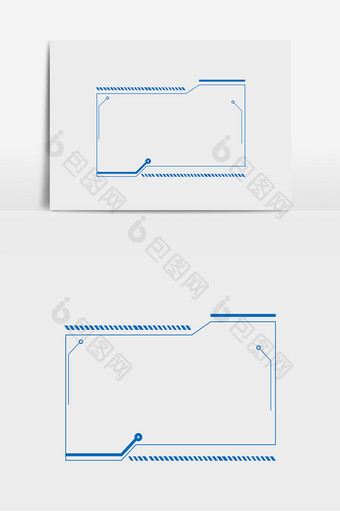 蓝色科技方形边框元素图片