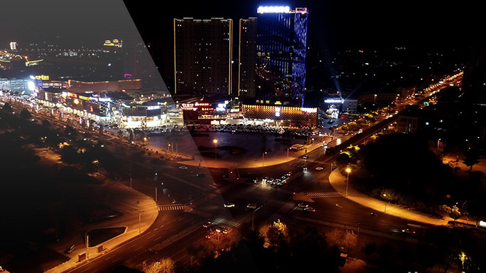 航拍五洲国际城市夜景超清视频素材