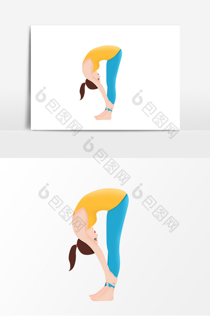 卡通女孩健身瑜珈全民健身插画元素