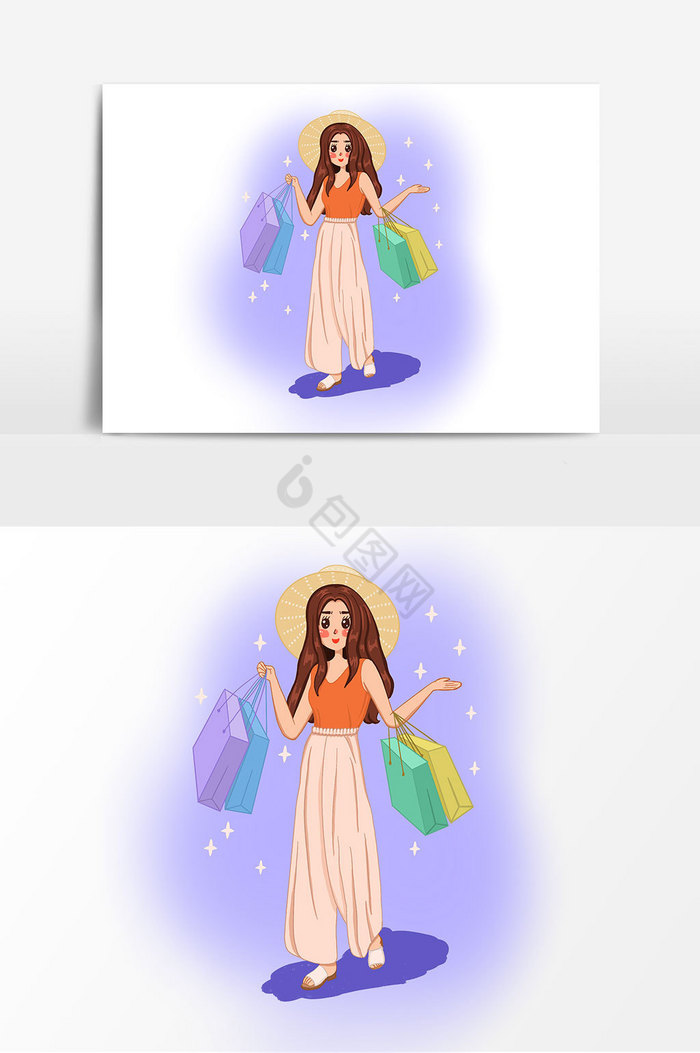38妇女节女神节女生节狂欢购物插画图片