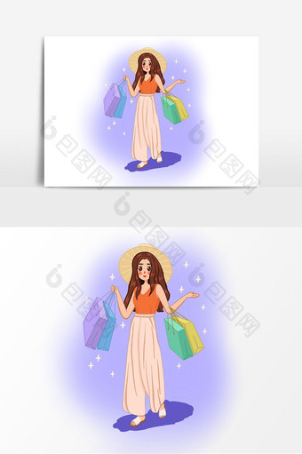 38妇女节女神节女生节狂欢购物手绘插画图片