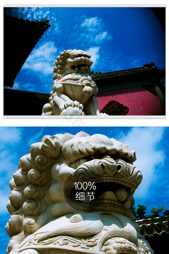 中国寺庙狮子雕塑摄影图片
