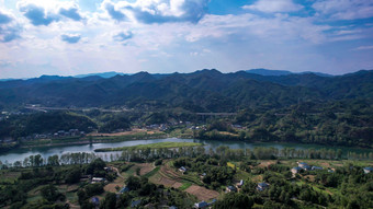 祖国大好河山青山绿水河流航拍