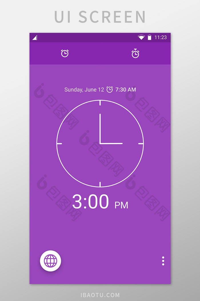 紫色闹钟时间移动界面UI矢量素材图片图片