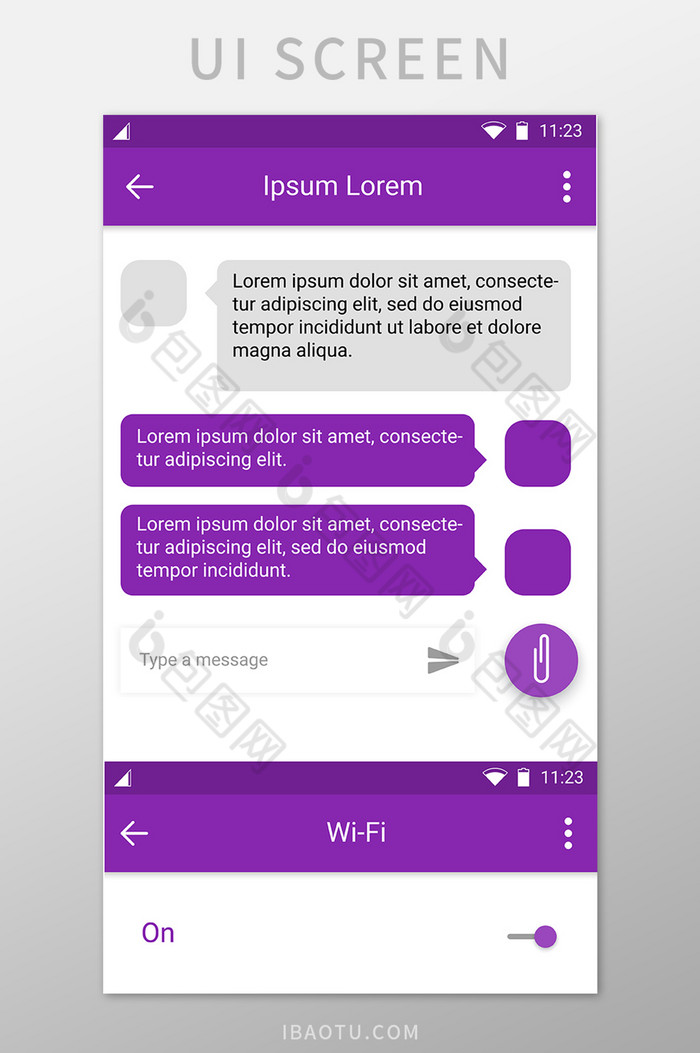 紫色聊天移动界面UI矢量素材图片图片