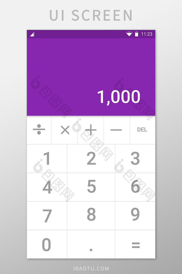 紫色计算器移动界面UI矢量素材