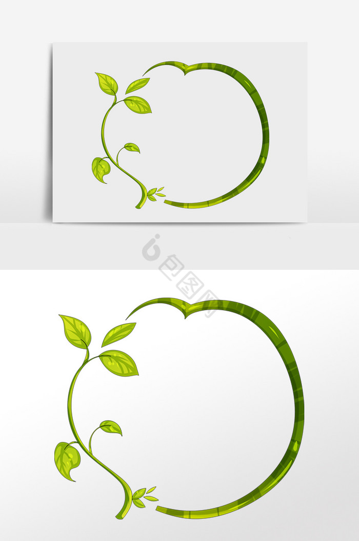 春天的植物绿边框插画图片