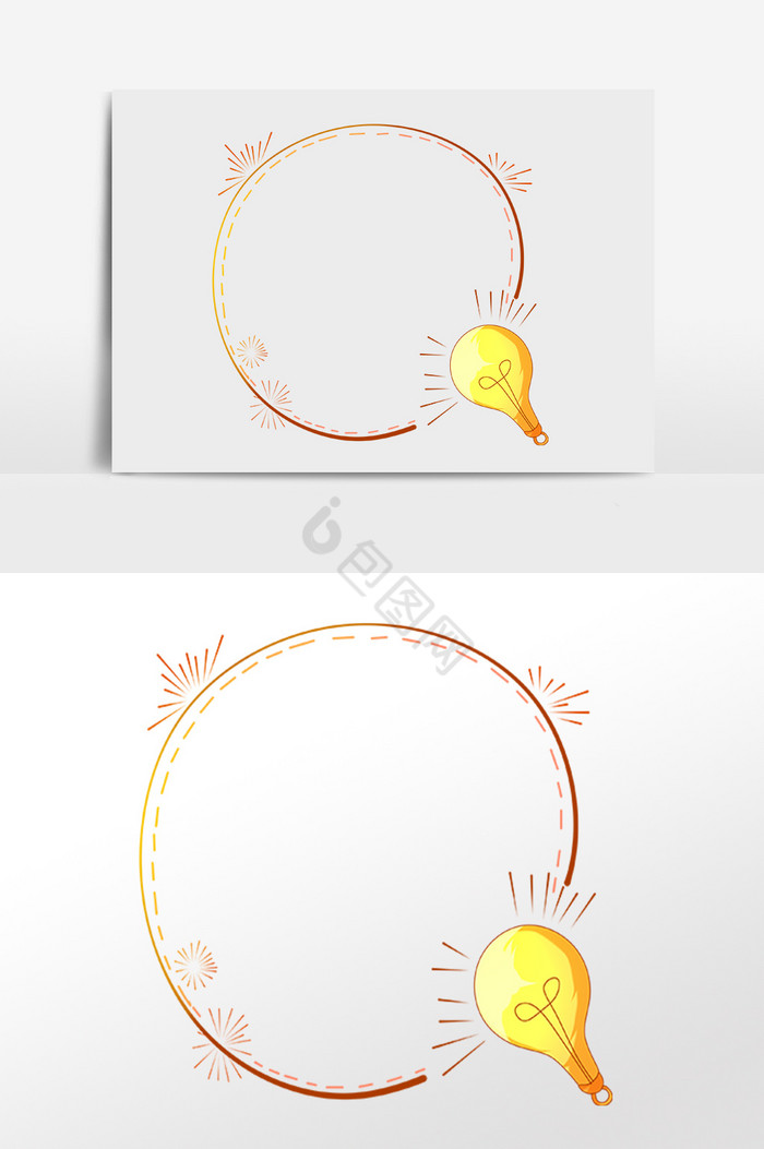 圆形灯泡装饰边框插画图片