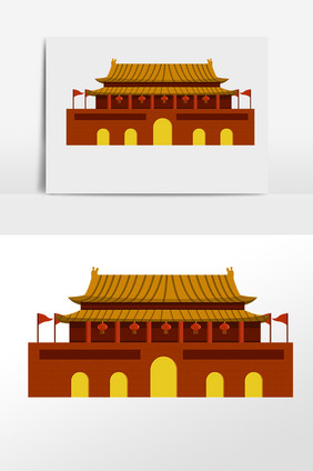 手绘旅游城市建筑物插画