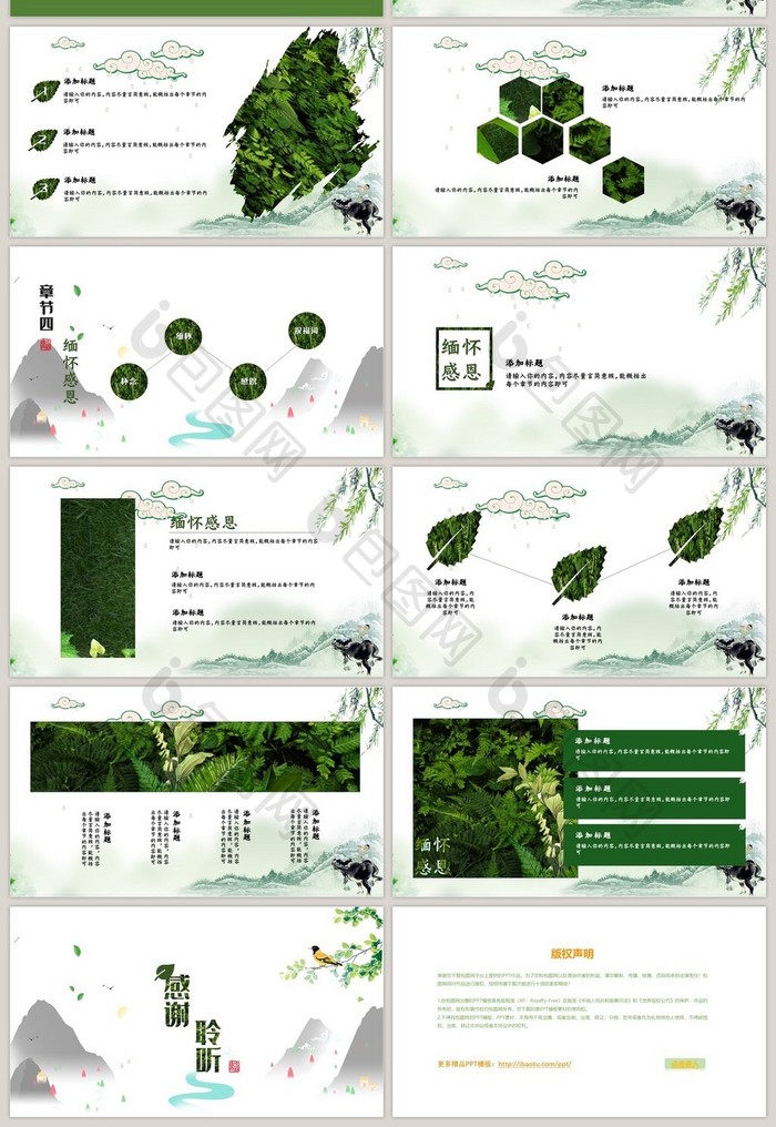 中国风清明节踏青文化活动PPT模板