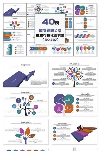 40页箭头流程关系信息可视化PPT图表图片