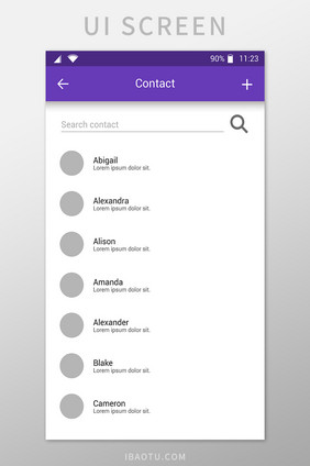 查找联系人移动界面UI矢量素材