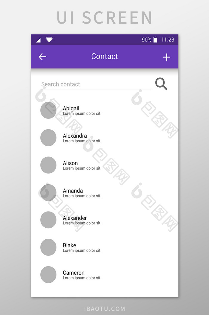 查找联系人移动界面UI矢量素材