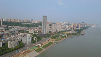 航拍湖北宜昌港三峡旅游度假区