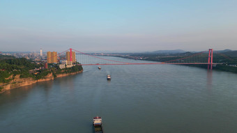 航拍湖北宜昌长江公路大桥