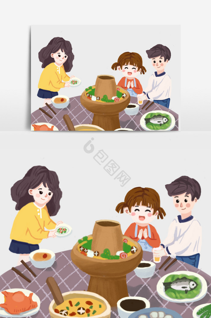 家人一起吃火锅图片