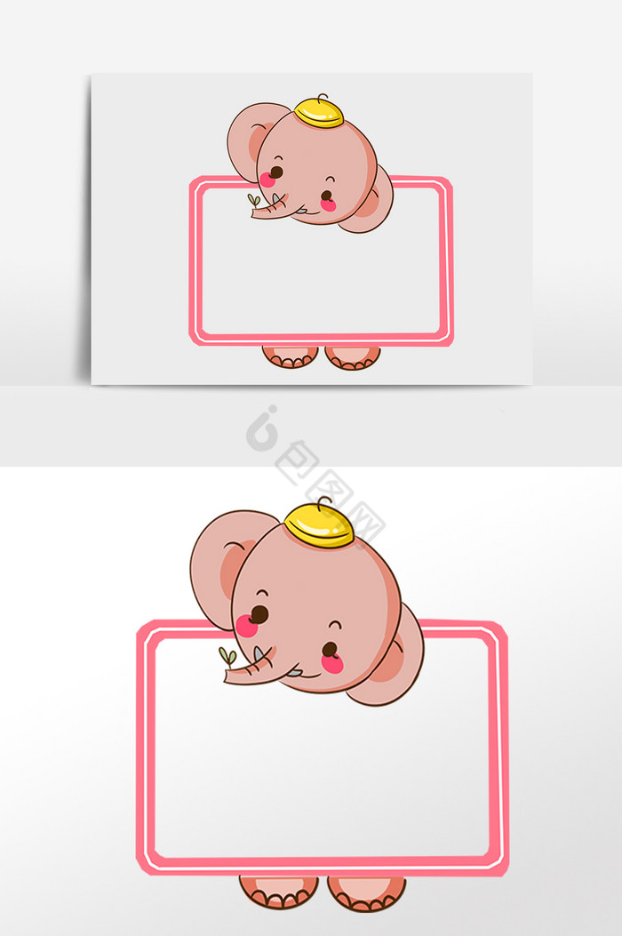 动物大象边框插画图片