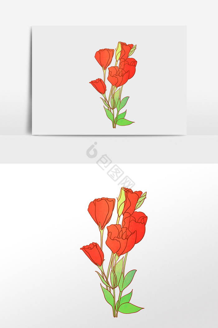 水墨植物花朵插画图片