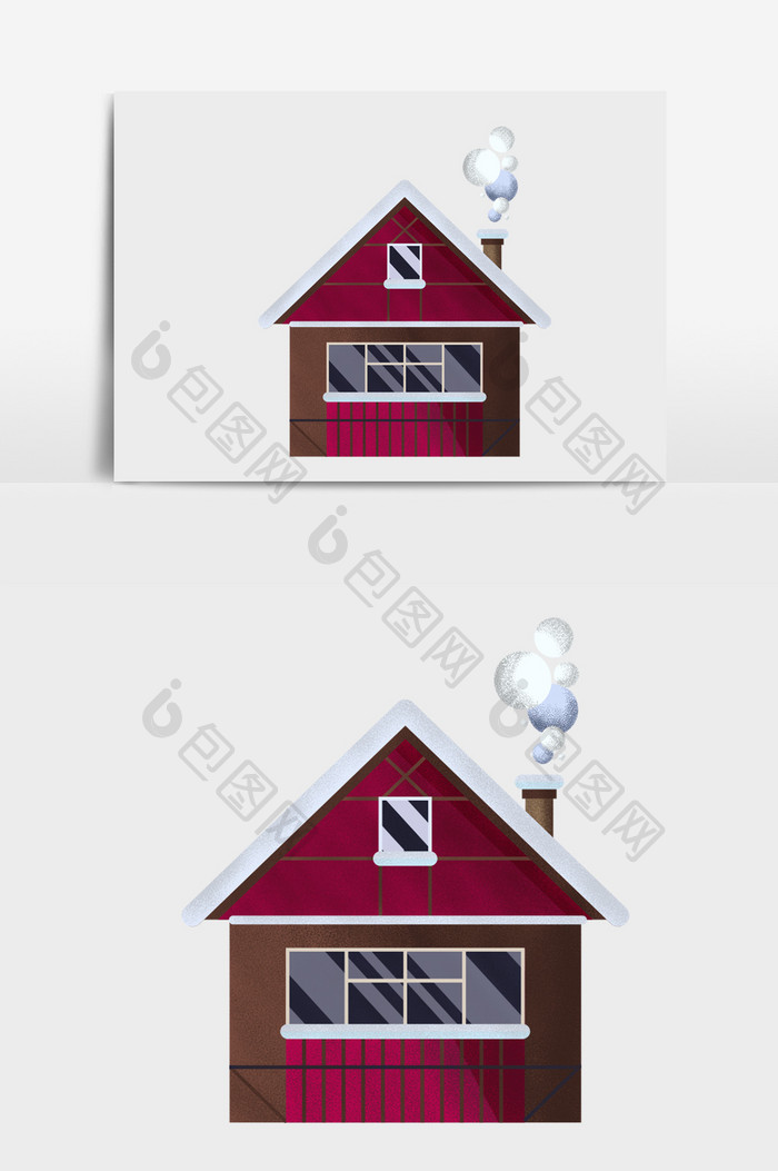 褐色小房子插画元素