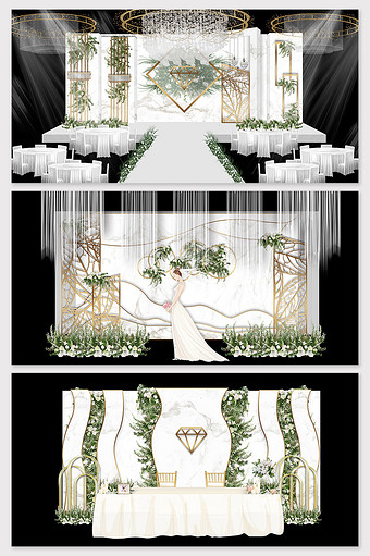 白色简约大理石主题婚礼效果图图片