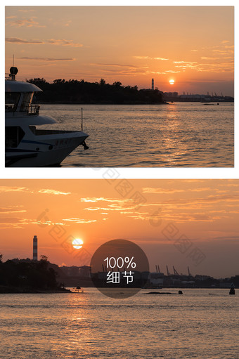 轮渡码头海边日落夕阳摄影图片