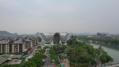 桂林漓江文化艺术中心地标建筑航拍
