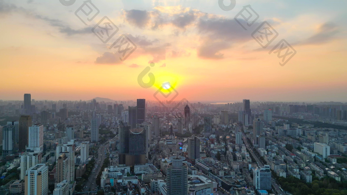 航拍安徽合肥城市大景合肥日出图片-包图网企业站