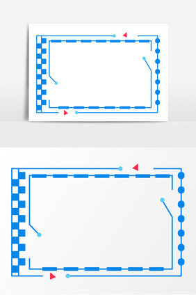 手绘蓝色科技感边框素材