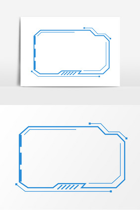 手绘蓝色科技边框素材
