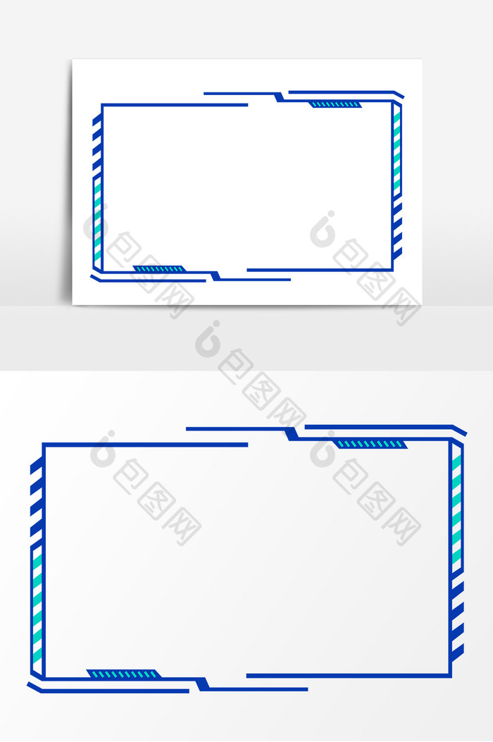 蓝色几何科技边框元素素材