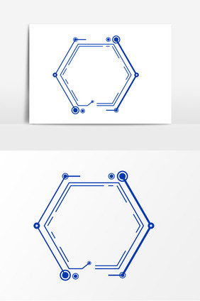 蓝色几何边框元素