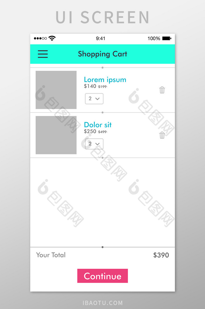 购物结算页移动界面UI矢量素材图片图片