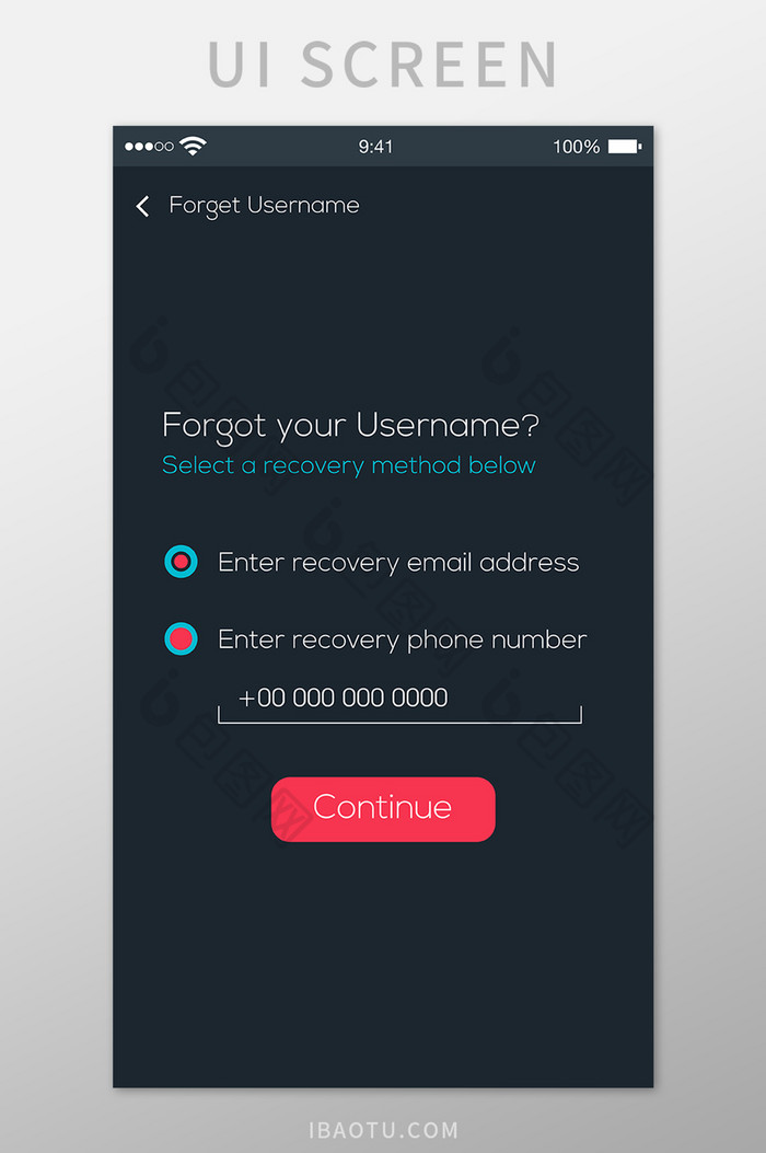 忘记用户名移动界面UI矢量素材