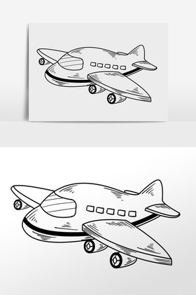线描客机飞机插画图片