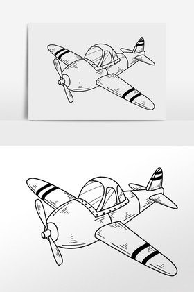 线描战斗机插画
