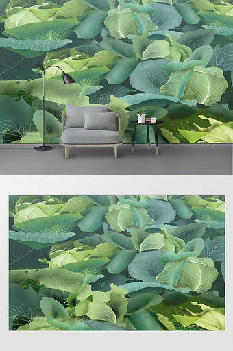 现代简约荷花沙发背景墙素材图片