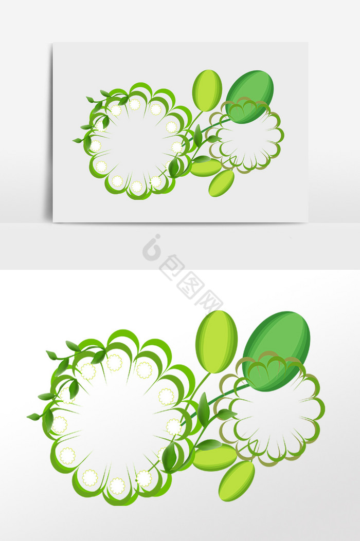 绿植花边相框边框插画图片